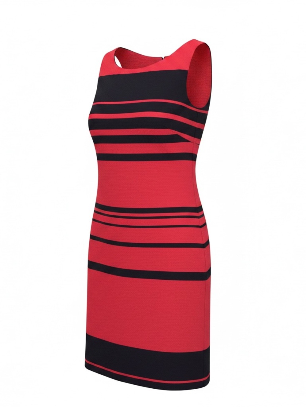 Banana Republic Red and Navy Blue Striped Midi Shift Dress